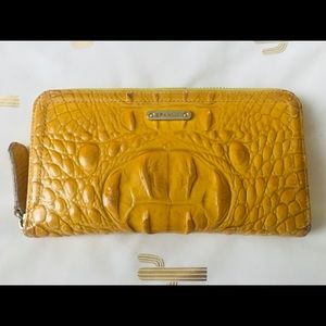 Exotic BRAHMIN Yellow Crocodile leather wallet